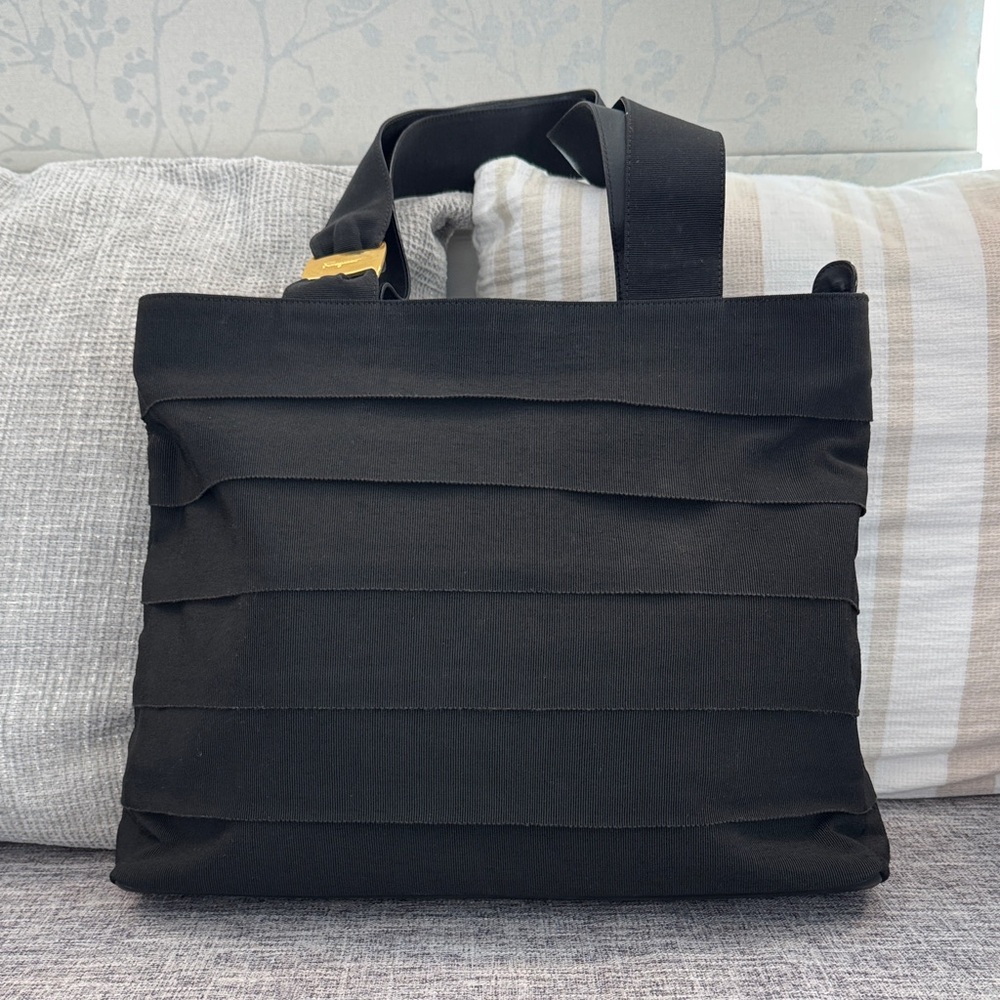 Salvatore Ferragamo Black and Gold Tote